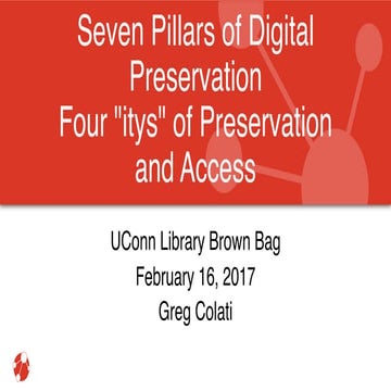 Seven pillars of digital preseration