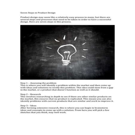 Seven steps in product design