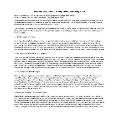 Seven tips for a long and healthy life | DOCX