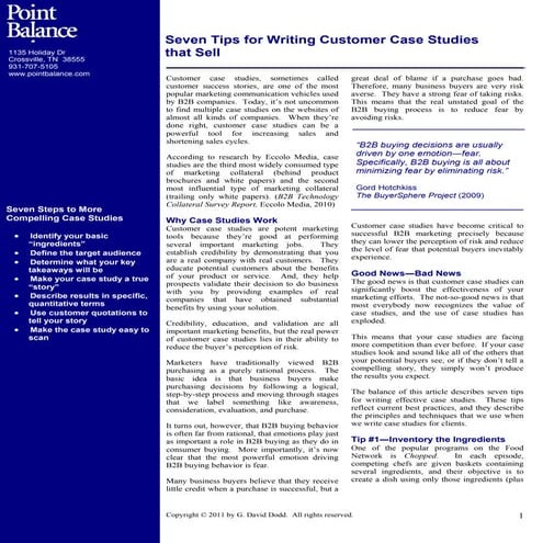 Seven tips for writing customer case studies that sell