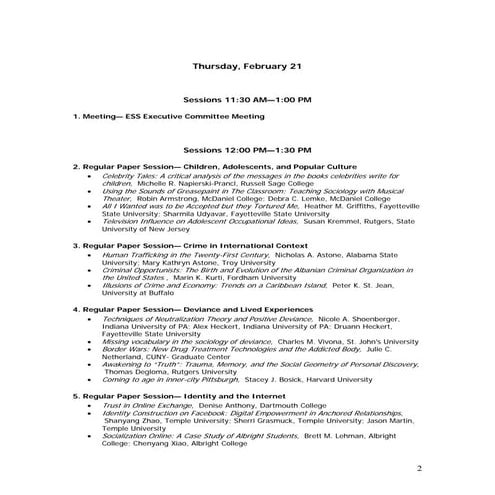 Seventy-Eighth Annual Meeting of the Eastern Sociological Society Conference