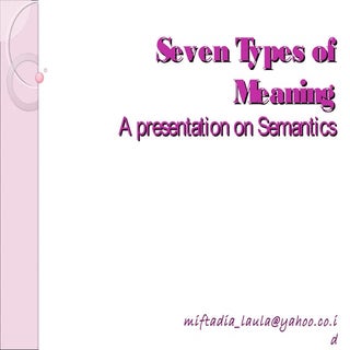 Semantics: Seven types of meaning