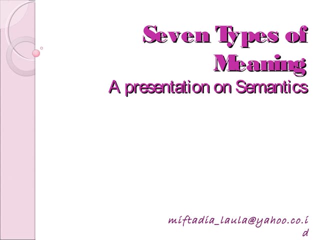 Semantics: Seven types of meaning