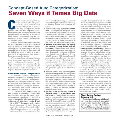 Seven Ways Concept-Based Auto Categorization Tames Big Data