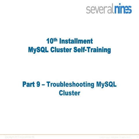 Severalnines Training: MySQL Cluster - Part X