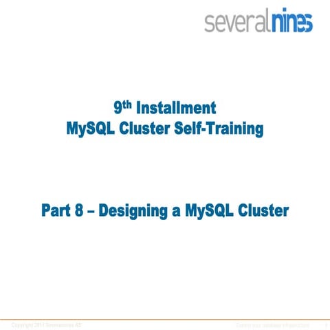 Severalnines Training: MySQL® Cluster - Part IX
