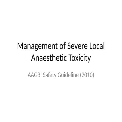 Local anaesthesia systemic toxicity presentation | PPTX