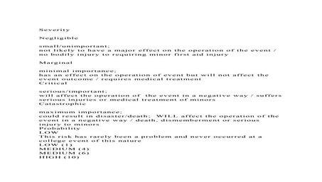 SeverityNegligiblesmallunimportant;not likely to have.docx
