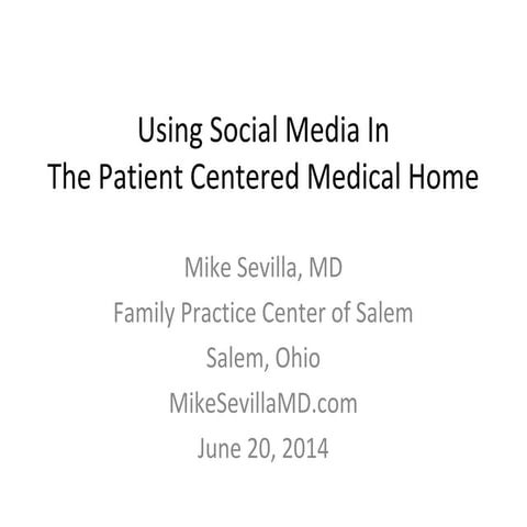 Using Social Media In The Patient Centered Medical Home