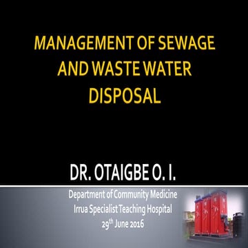 Management of sewage and waste water disposal | PDF