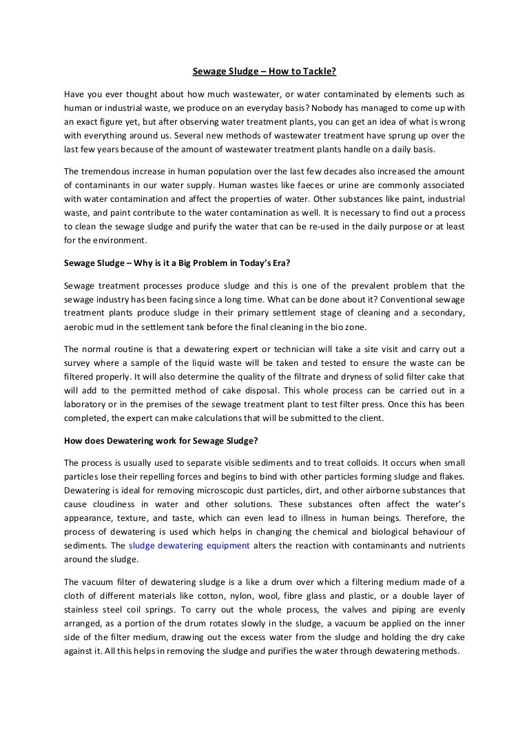 Sewage sludge how to tackle?