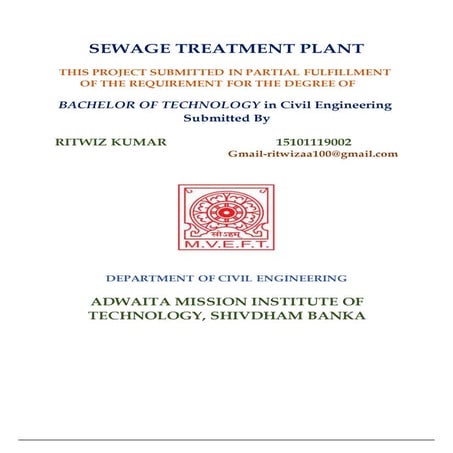 Sewage treatment plant design calculation | PDF