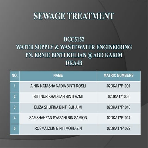 Sewage treatment