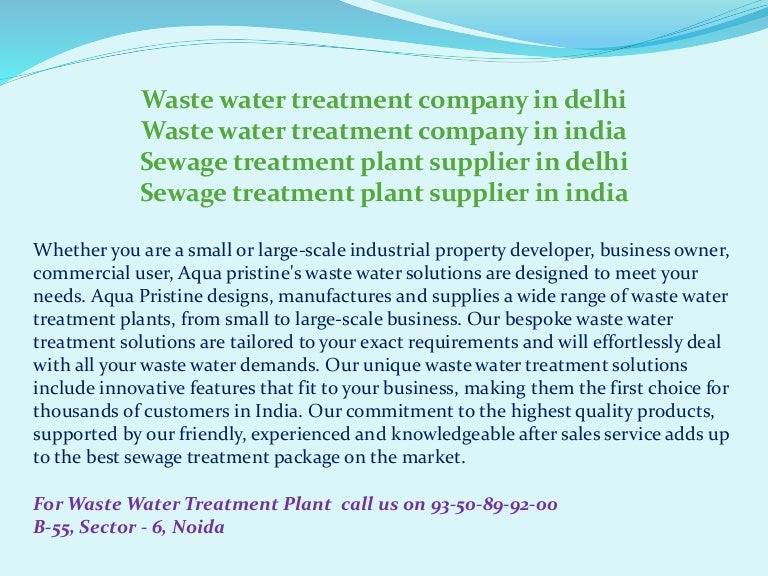 Sewage treatment plant supplier in delhi, Waste Water Treatment Comp…