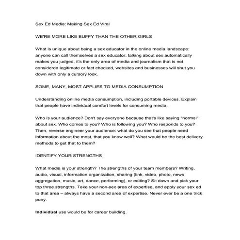 Sex Ed And Viral Media