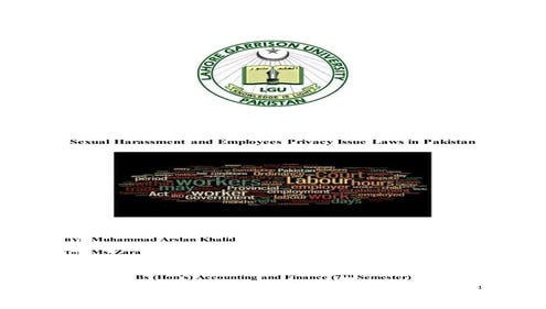 Sexual harassment laws in Pakistan, Employee privacy issue in Pakistan, Workp...