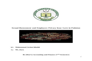 Sexual harassment laws in Pakistan, Employee privacy issue in Pakistan, Workp...