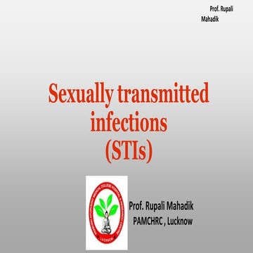 Sexually transmitted diseases - Dr Rupali Mahadik