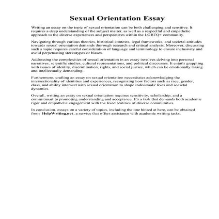 Sexual Orientation Essay. Sexual orientation  KS3