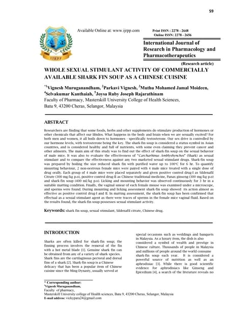 Sexual stimulant activity of shark fin soup as a chinese cuisine ijrpp