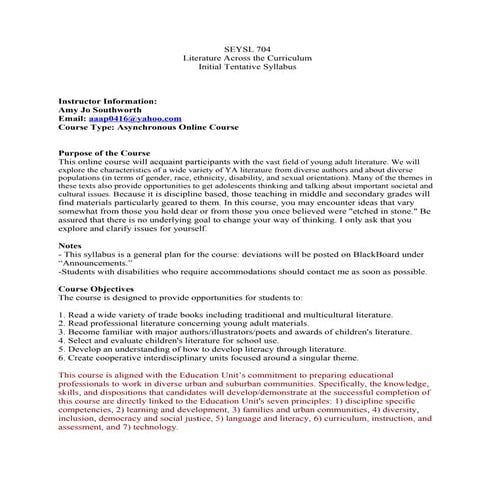 Seysl 704   literature across the curriculum fall 2012