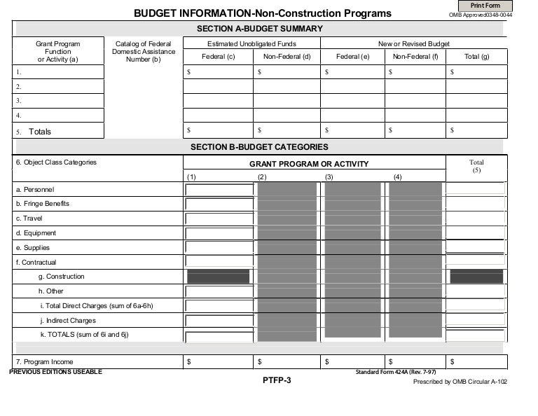 Application sf 424a budget pdf