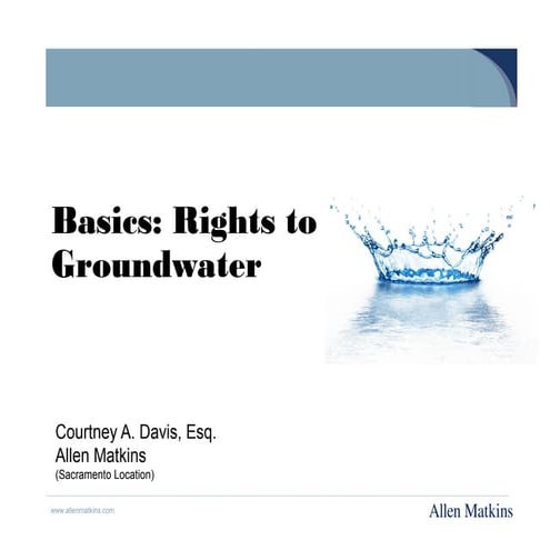 Basics: Rights to Groundwater | PPT