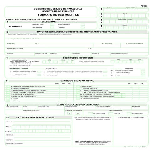 Sf001 formato de uso multiple llenable