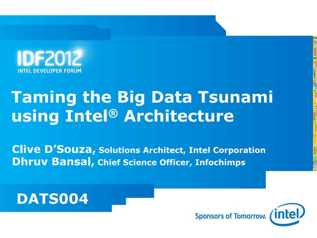 Taming the Big Data Tsunami using Intel Architecture