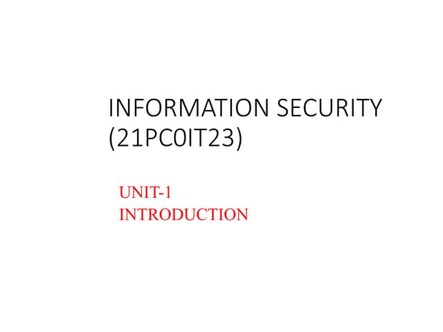 information security unit 1 notes ppt contents