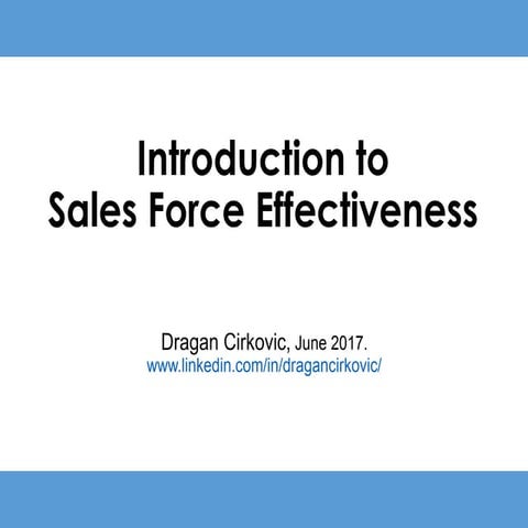 Sales Force Effectiveness, Introduction