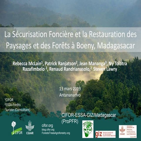 PLURALISME DES REGIMES FONCIERS POUR LA RESTAURATION DES PAYSAGES Cas ...
