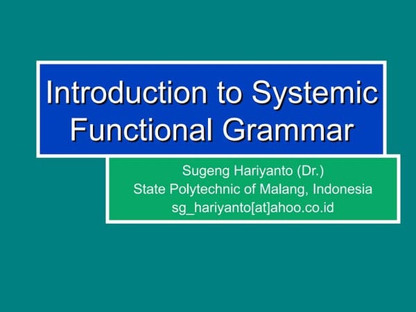 Grammatical form and grammatical function