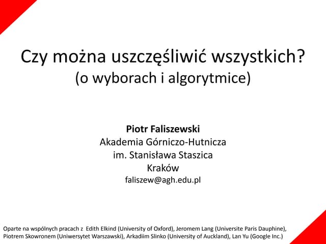 Piotr Faliszewski @ SFI