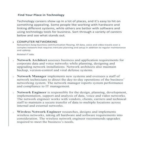 Insight - find your place in technology or..