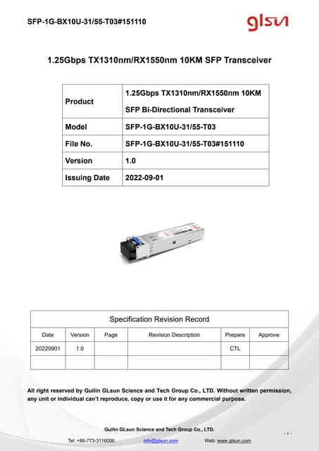 sfp-1g-bx10u-1310nm-1550nm-10km-bidi-fiber-optical-module