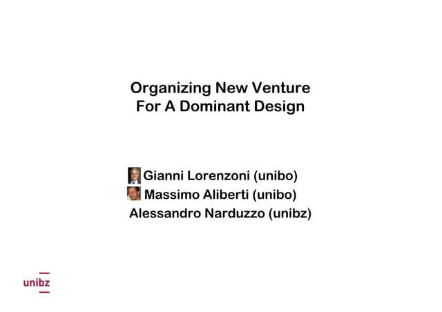 SFScon17 - Alessandro Narduzzo: " Organizing New Venture For A Dominant Design"