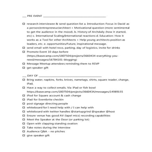 Startup Grind Checklist