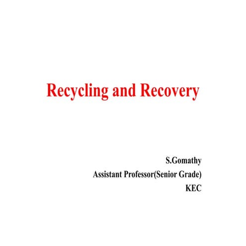 E-Waste Management-Recycling&Recovery