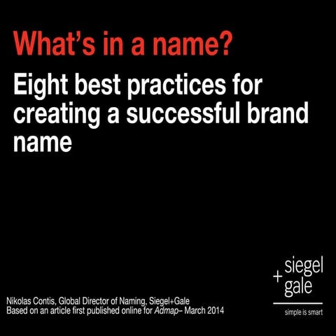 What's in a name? Eight best practices for creating a successful name brand