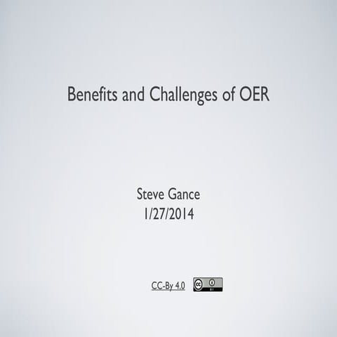 Benefits and challenges of OER