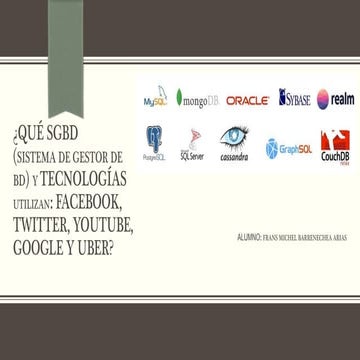 ¿Qué SGBD (Sistema de Gestor de BD) y tecnologías utilizan: Facebook, Twitter...