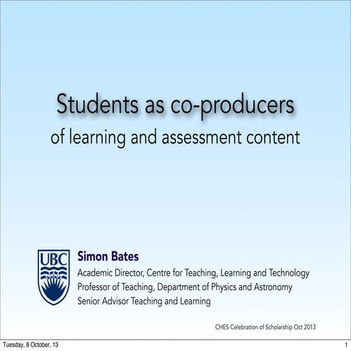 Students as co-producers of learning and assessment content