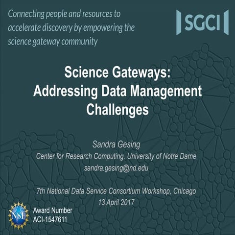 SGCI Science Gateways: Addressing Data Management Challenges