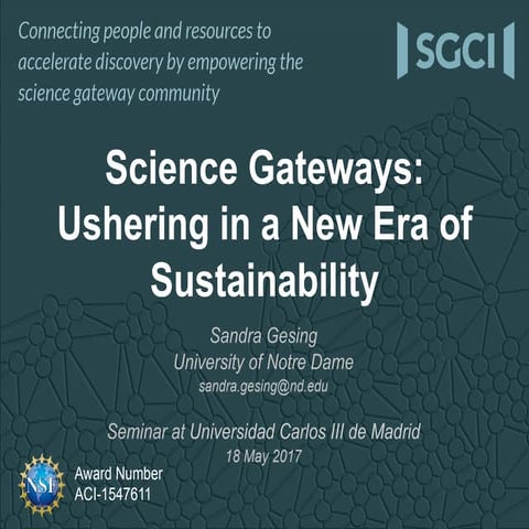 SGCI Science Gateways: Ushering in a New Era of Sustainability 