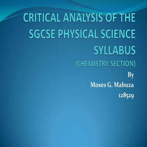 Sgcse physical science syllabus