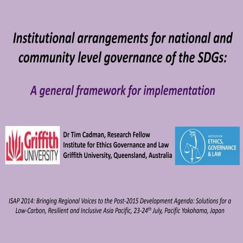 Institutional arrangements for national and community level governance of the...