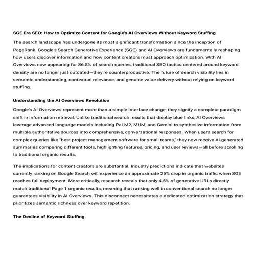 SGE Era SEO_ How to Optimize Content for Google's AI Overviews Without Keywor...