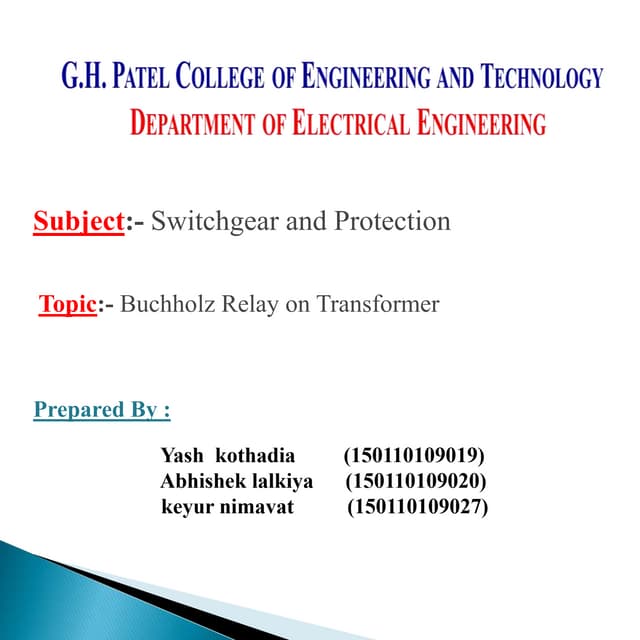 buchholz relay on transformer