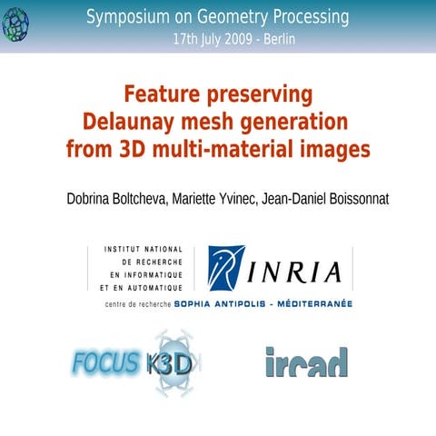 Feature preserving Delaunay mesh generation from 3D multi-material images